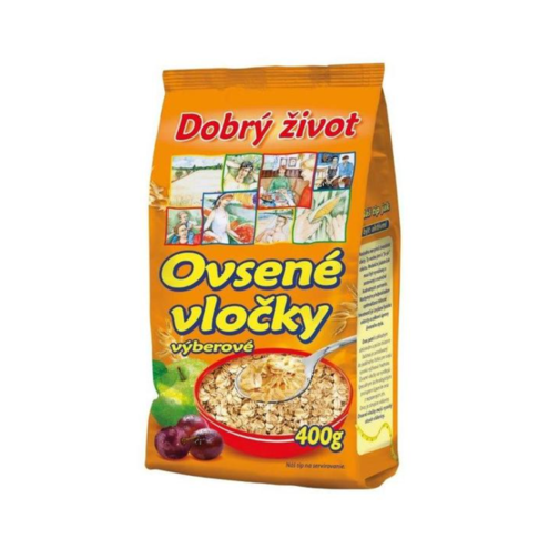 DOBRÝ ŽIVOT Ovsené vločky 400g cena za 1 kartón (24 kusov)