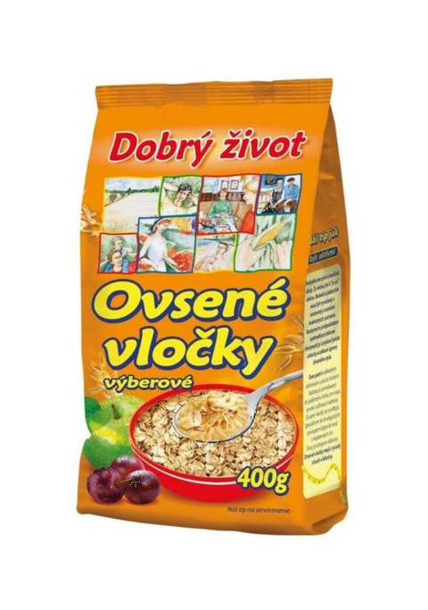 DOBRÝ ŽIVOT Ovsené vločky 400g cena za 1 kartón (24 kusov)