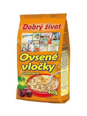 DOBRÝ ŽIVOT Ovsené vločky 400g cena za 1 kartón (24 kusov)
