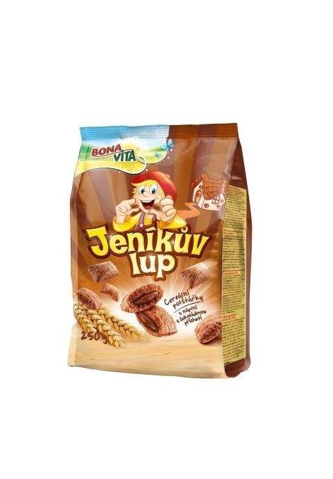 Jeníkov lup vankúšiky s čokoládovou náplňou 250g cena za 1 kartón (12 kusov)