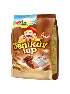 Jeníkov lup vankúšiky s čokoládovou náplňou 250g cena za 1 kartón (12 kusov)
