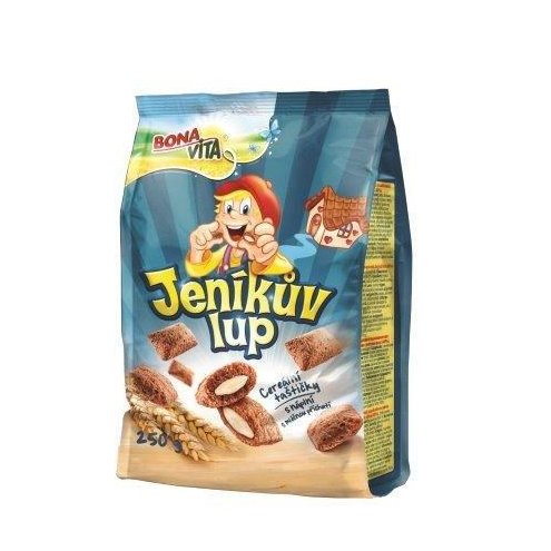 Jeníkuv lup vankúšiky s náplňou s mliečnou príchuťou 250g cena za 1 kartón (12 kusov)