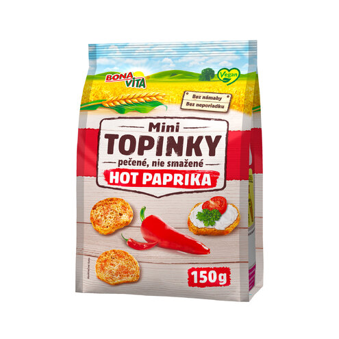 Mini topinky HOT PAPRIKA 150g cena za 1 kartón (10 kusov)