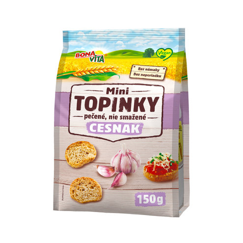 Mini topinky s cesnakovou príchuťou 150g cena za 1 kartón (10 kusov)