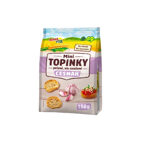 Mini topinky s cesnakovou príchuťou 150g cena za 1 kartón (10 kusov) Mini topinky s cesnakovou príchuťou 150g cena za 1 kartón (10 kusov)