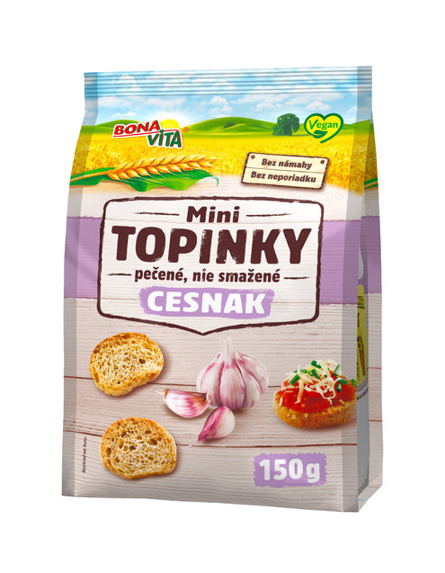 Mini topinky s cesnakovou príchuťou 150g cena za 1 kartón (10 kusov)