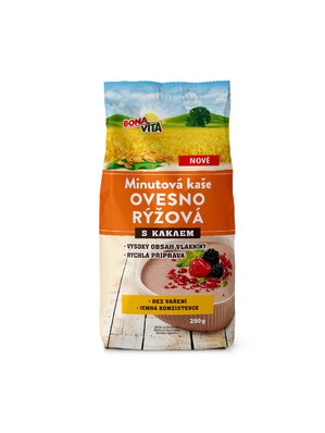 MINÚTOVÁ OVSENO RYŽOVÁ kaša s kakaom 250g cena za 1 kartón (10 kusov)
