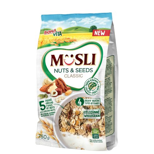 Müsli orechy a semienka 750g cena za 1 kartón (10 kusov)