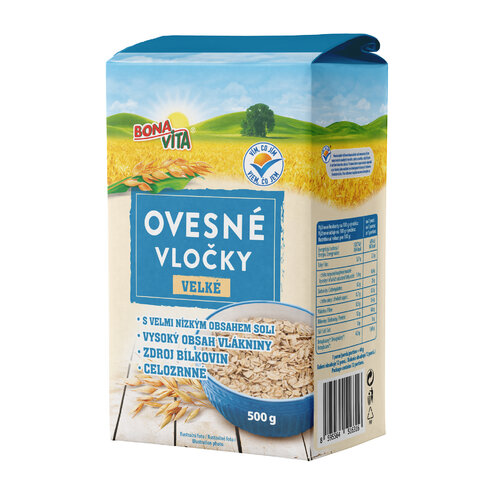 Ovsené vločky CELOZRNNÉ 500g cena za 1 kartón (10 kusov)
