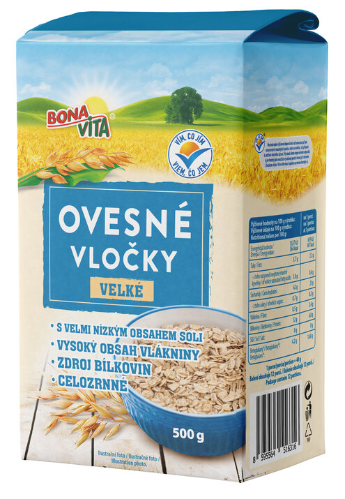 Ovsené vločky CELOZRNNÉ 500g cena za 1 kartón (10 kusov)