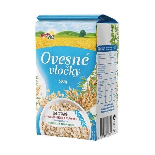 Ovsené vločky CELOZRNNÉ 500g cena za 1 kartón (10 kusov)