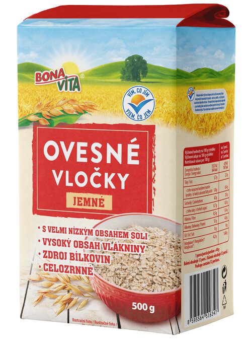 Ovsené vločky JEMNÉ 500g cena za 1 kartón (10 kusov)