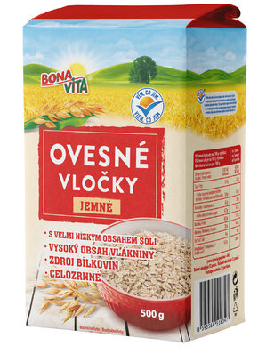 Ovsené vločky JEMNÉ 500g cena za 1 kartón (10 kusov)