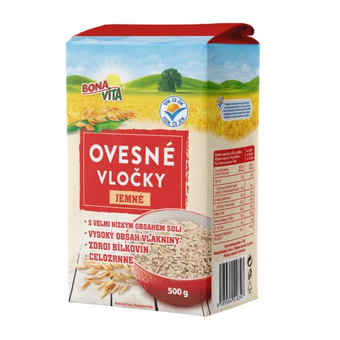 Ovsené vločky JEMNÉ 500g cena za 1 kartón (10 kusov)