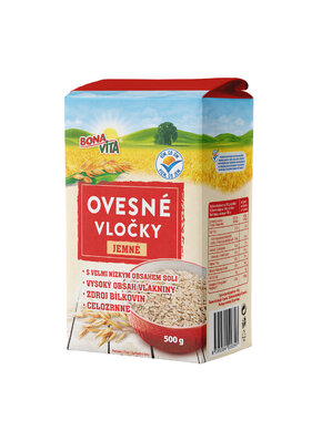 Ovsené vločky JEMNÉ 500g cena za 1 kartón (10 kusov)