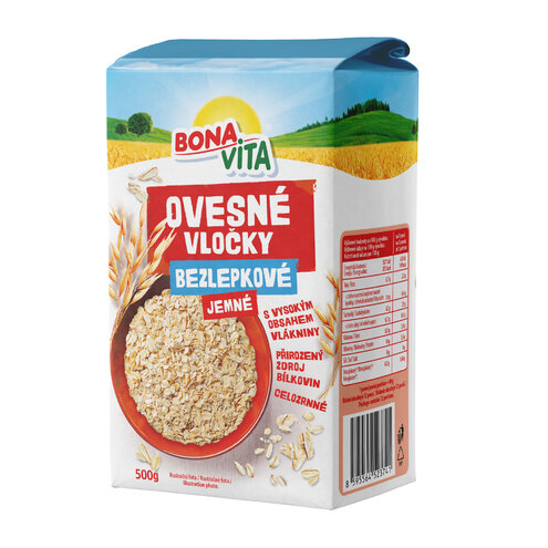 Ovsené vločky JEMNÉ BEZ LEPKU 500g cena za 1 kartón (10 kusov)