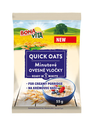 Ovsené vločky MINUTOVÉ 55g cena za 1 kartón (18 kusov)