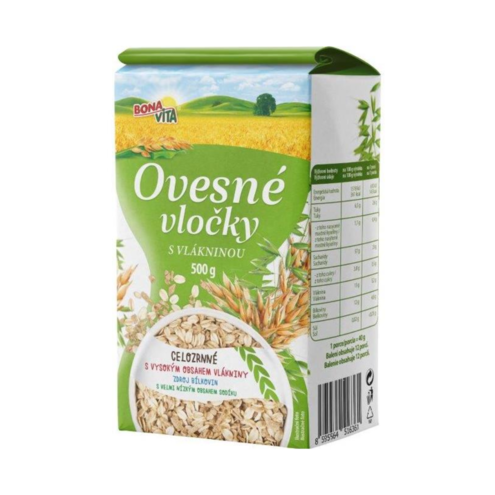 Ovsené vločky s VLÁKONINOU 500g cena za 1 kartón (10 kusov)