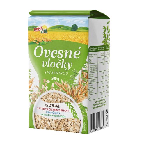 Ovsené vločky s VLÁKONINOU 500g cena za 1 kartón (10 kusov)