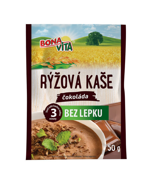 RYŽOVÁ kaša čokoláda BEZ LEPKU 50g cena za 1 kartón (20 kusov)