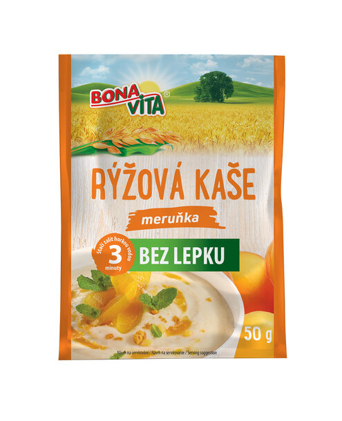 RYŽOVÁ kaša marhuľa BEZ LEPKU 50g cena za 1 kartón (20 kusov)