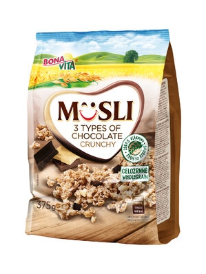 Zapekané müsli 3 druhy čokolády 375g cena za 1 kartón (12 kusov)