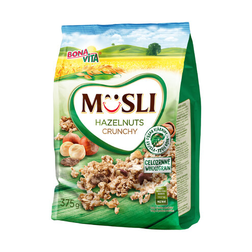 Zapekané müsli lieskový orech 375g cena za 1 kartón (12 kusov)