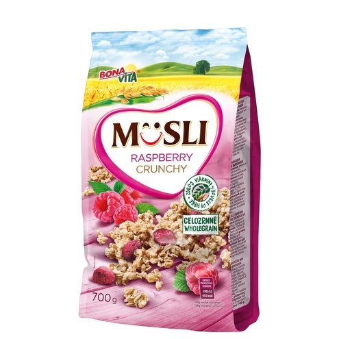 Zapekané müsli malina s príchuťou vanilky 700g cena za 1 kartón (10 kusov)